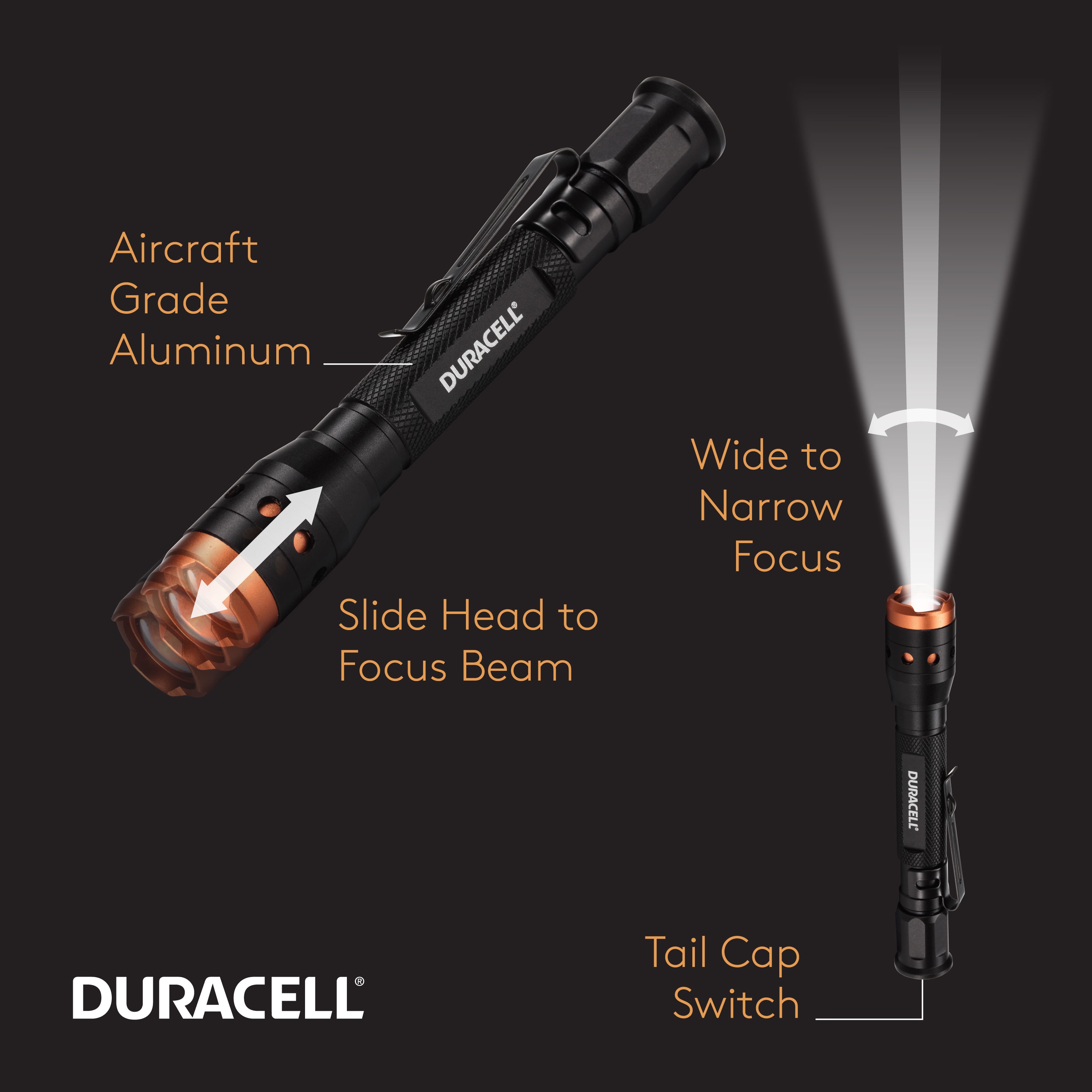 Lámpara de mano Duracell de 150 lúmenes con 3 modos y pilas incluidas 8227-DF150