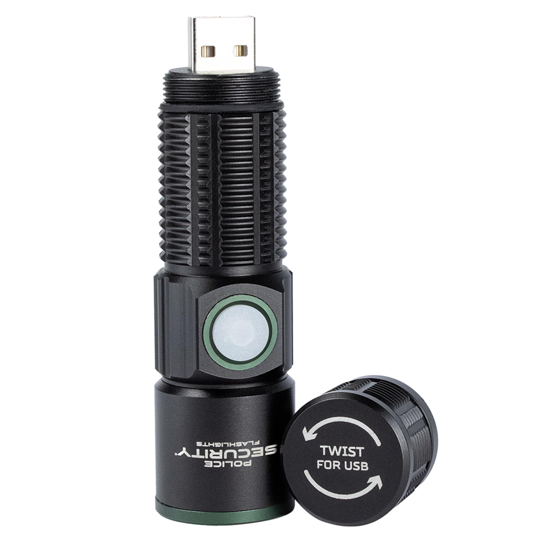 Linterna LED miniatura recargable por USB de 500 lúmenes con 3 modos y baterías incluidas de Police Security