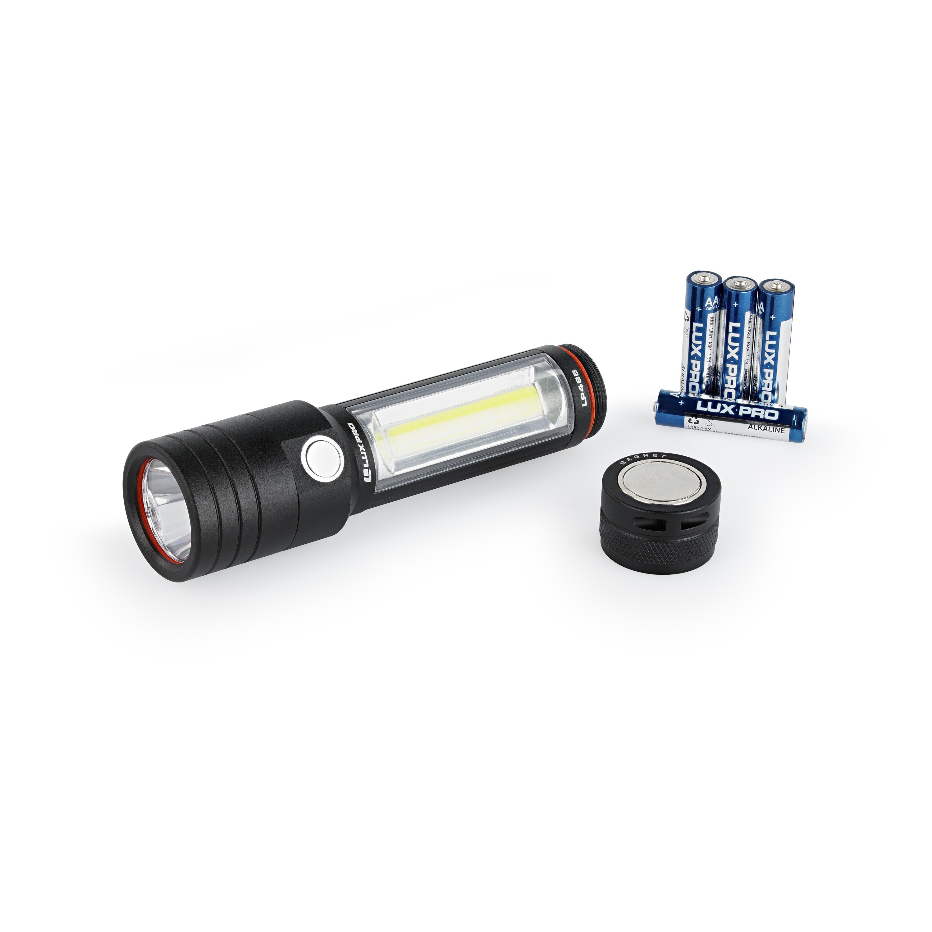 Lámpara de mano brillante de 537 lúmenes con 3 modos de iluminación LED con pilas incluidas
