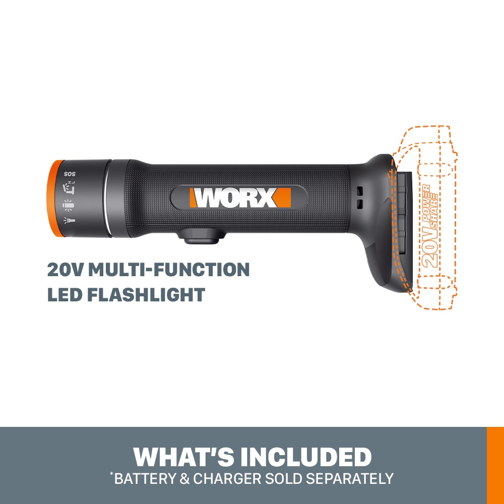 Linterna recargable inalámbrica de 130 lúmenes con batería de litio de 20 voltios WORX Power Share (Herramienta solamente) WX027L.9
