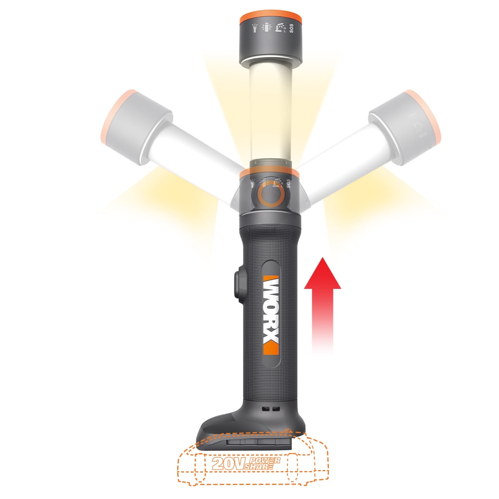 Linterna recargable inalámbrica de 130 lúmenes con batería de litio de 20 voltios WORX Power Share (Herramienta solamente) WX027L.9