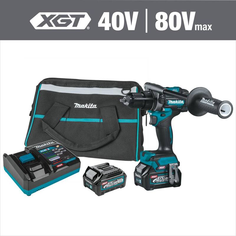 Equipo de taladro percutor inalámbrico sin escobillas Makita 40V Max XGT de 1/2 pulgadas (2.5Ah) - GPH01D
