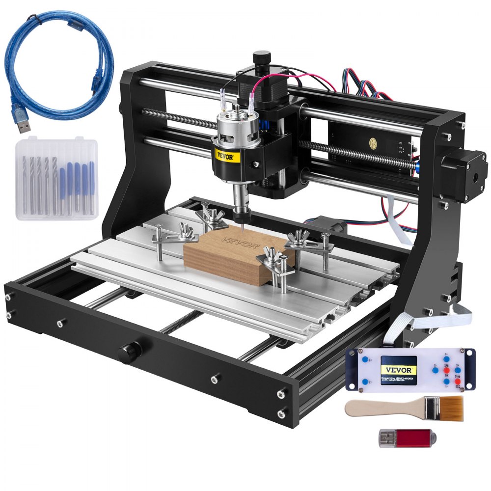 VEVOR CNC 3018-PRO Router Machine 3 Axis GRBL Control with Offline Controller Plastic Acrylic PCB PVC Wood Carving Milling Engraving Machine XYZ Working Area 300x180x45mm - DKJ3018PROJCK0001V1