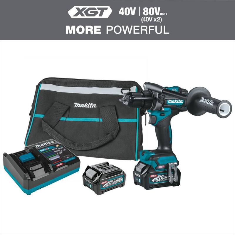 Equipo de taladro percutor inalámbrico sin escobillas Makita 40V Max XGT de 1/2 pulgadas (2.5Ah) - GPH01D