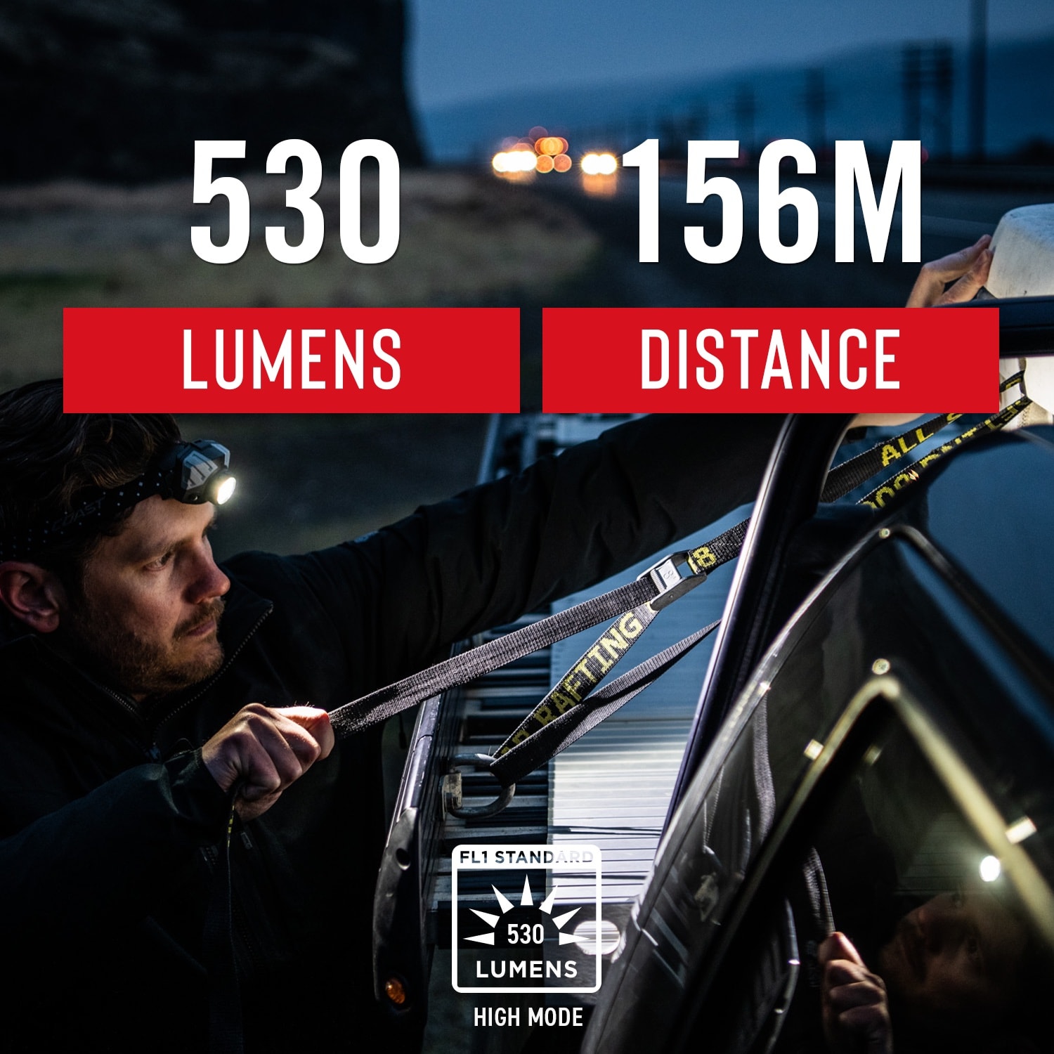Linterna frontal Coast Sportsman de 530 lúmenes con batería recargable incluida 20620