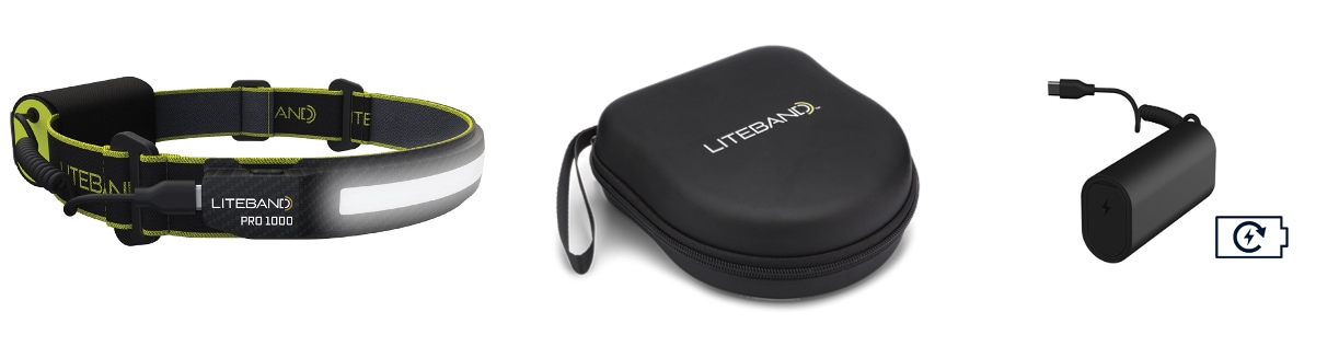 Lámpara frontal de LED Liteband de 1000 lúmenes con batería recargable incluida LBP1000-L34CFB1