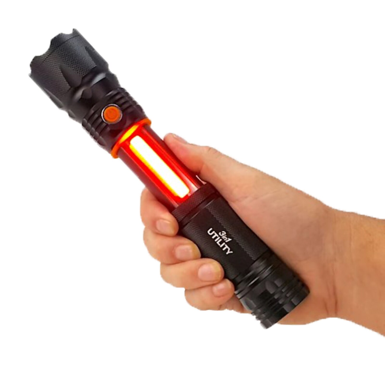 Foco de Mano LED 3 en 1 con 3 Lúmenes y 2 Modos, Incluye Baterías Recargables