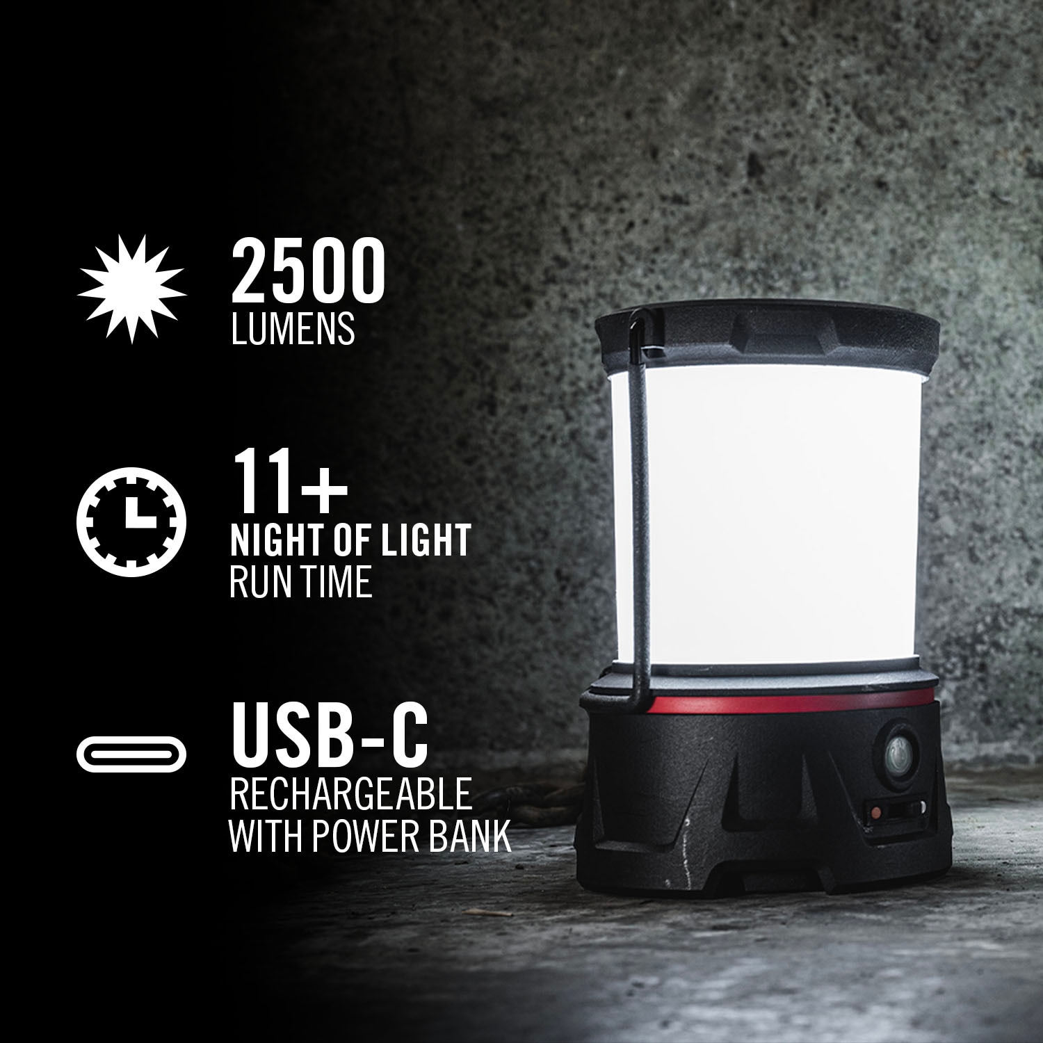 Lámpara de camping LED recargable Coast EAL40R de 2500 lúmenes con baterías incluidas 31099