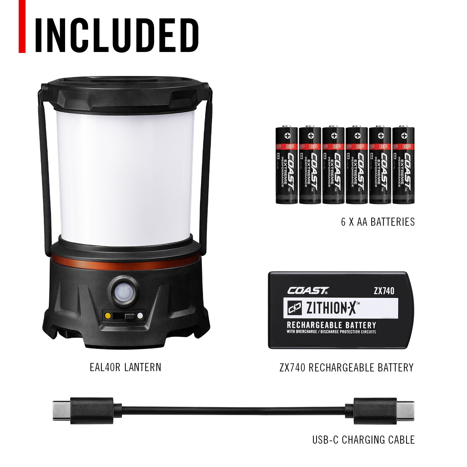 Lámpara de camping LED recargable Coast EAL40R de 2500 lúmenes con baterías incluidas 31099