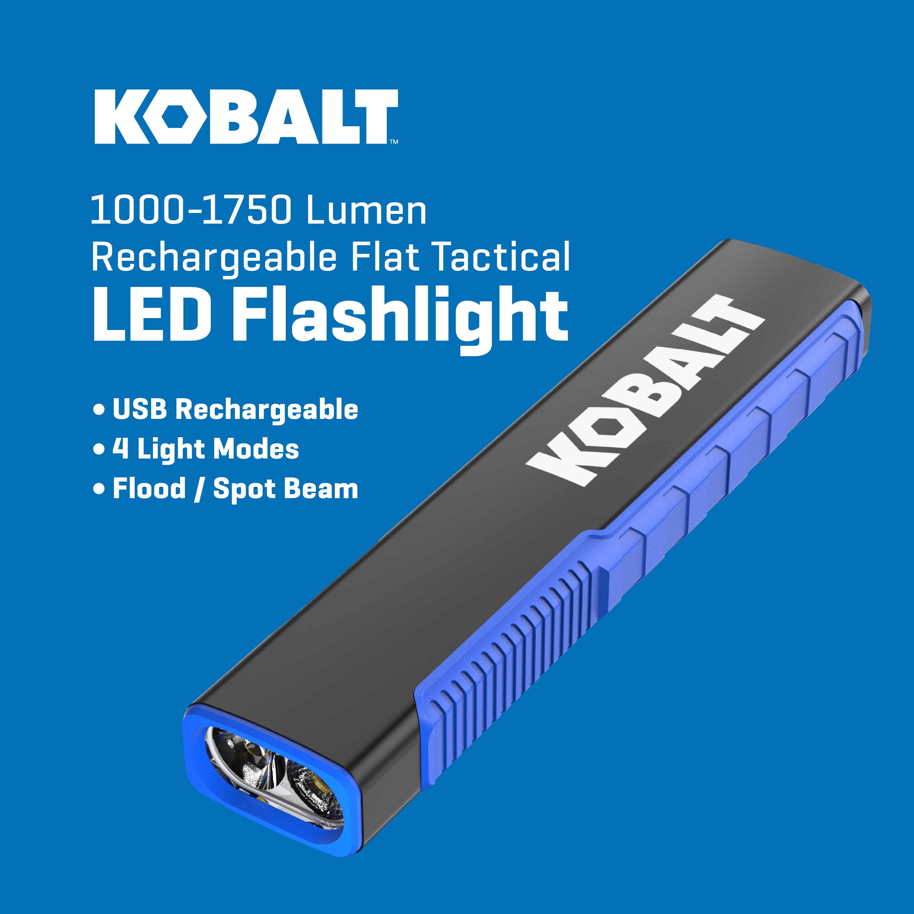 Linterna LED de 1000 lúmenes con 4 modos y baterías recargables incluidas de Kobalt
