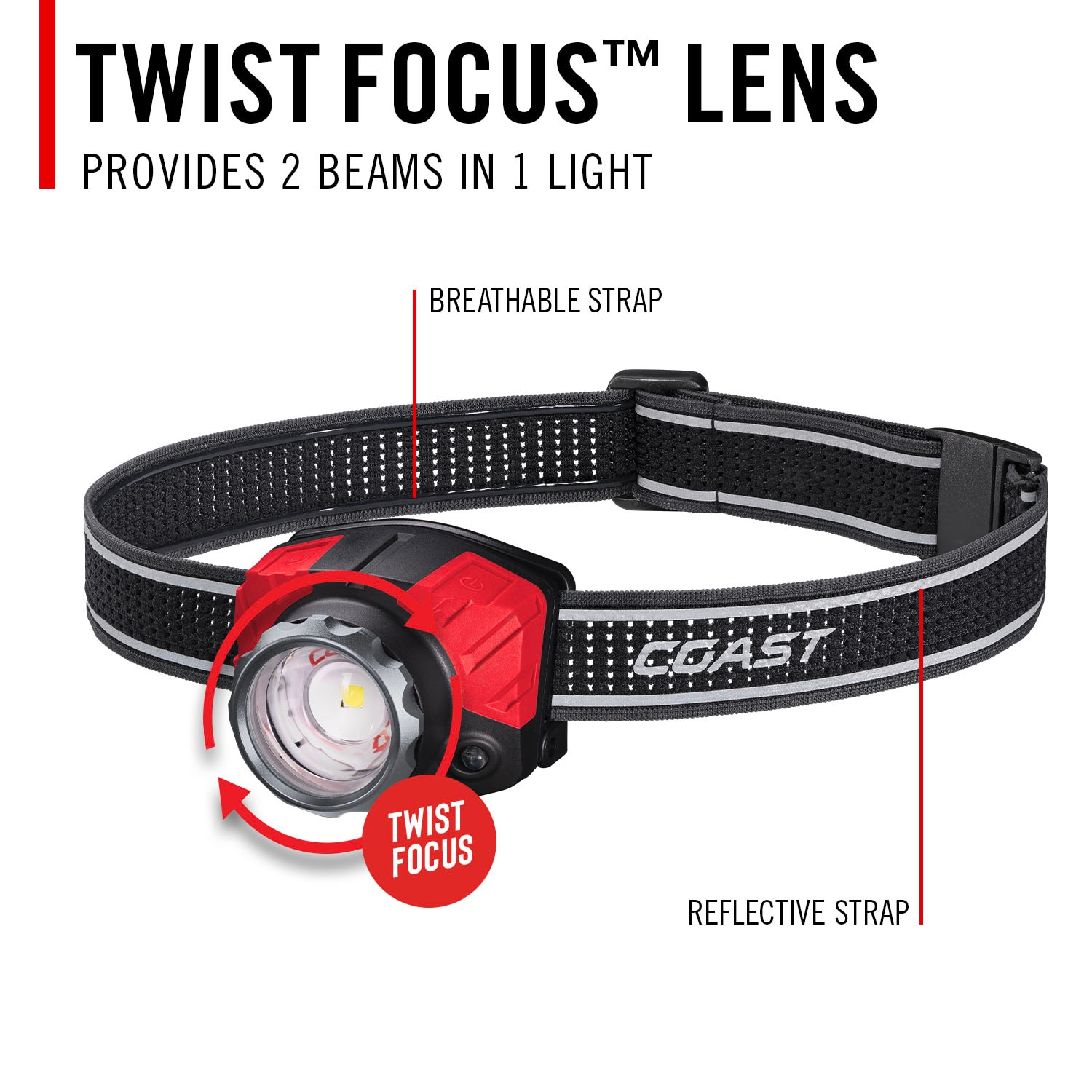 Lámpara frontal LED Coast FL 1000 con batería recargable incluida 31097