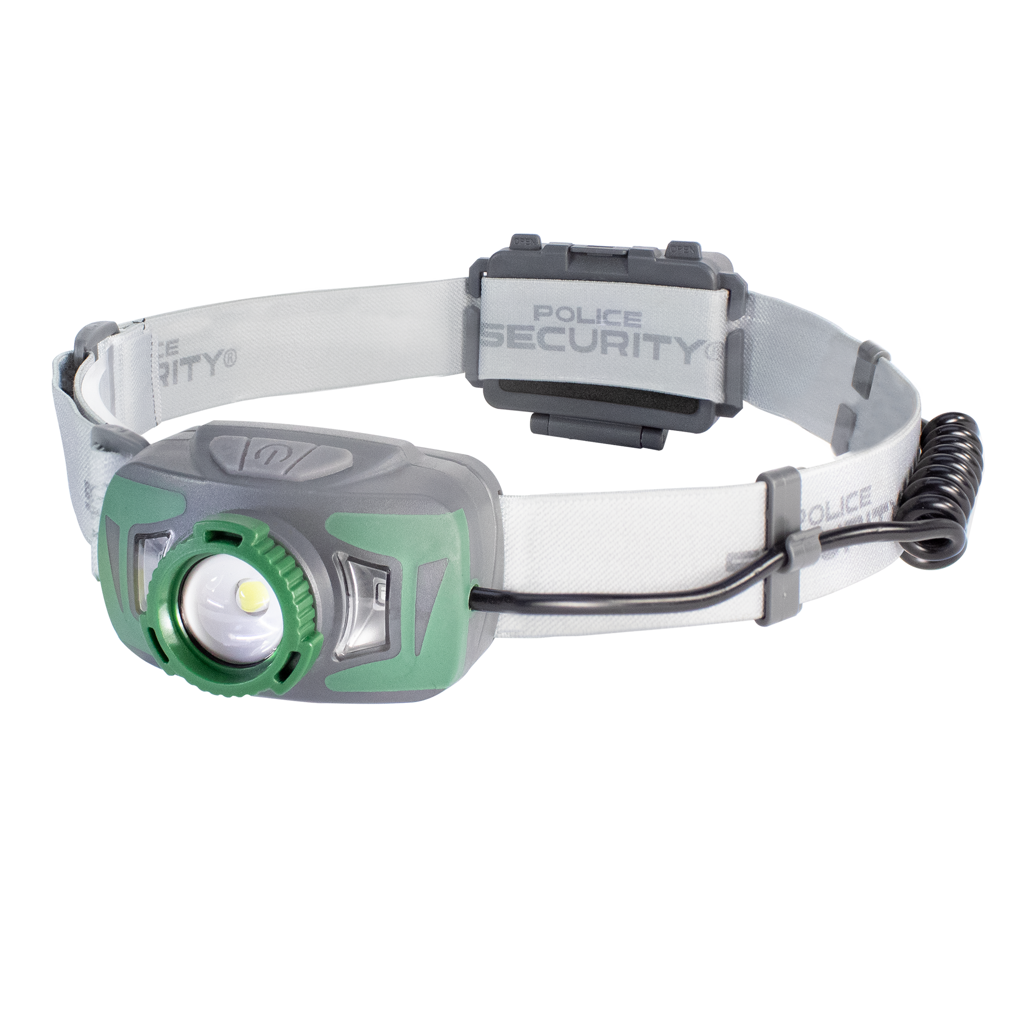 Lámpara de cabeza de doble potencia Police Security de 800 lúmenes con batería recargable incluida 97708.