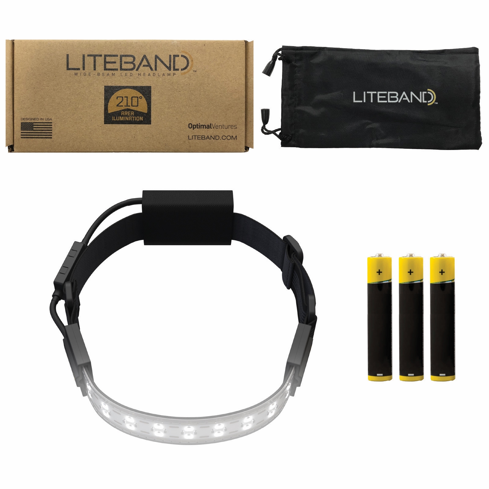 Lámpara frontal de LED de 300 lúmenes con batería incluida