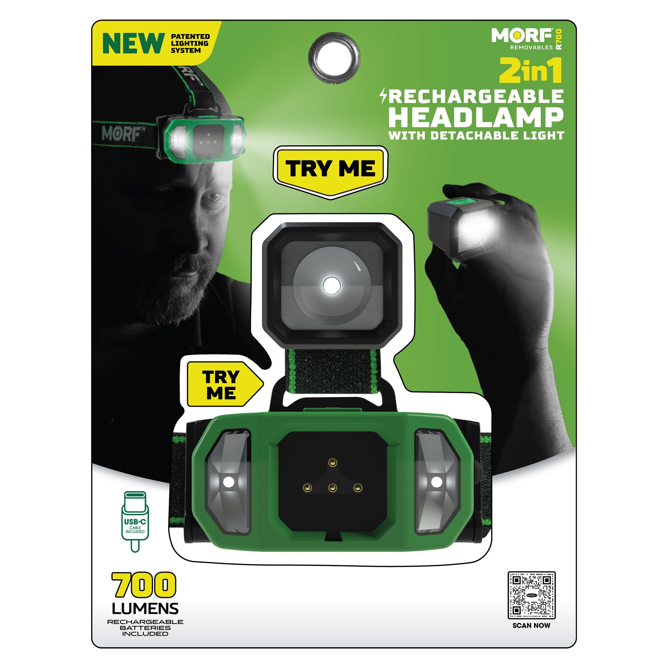 Lámpara frontal LED Police Security MORF de 700 lúmenes con batería recargable incluida 98935