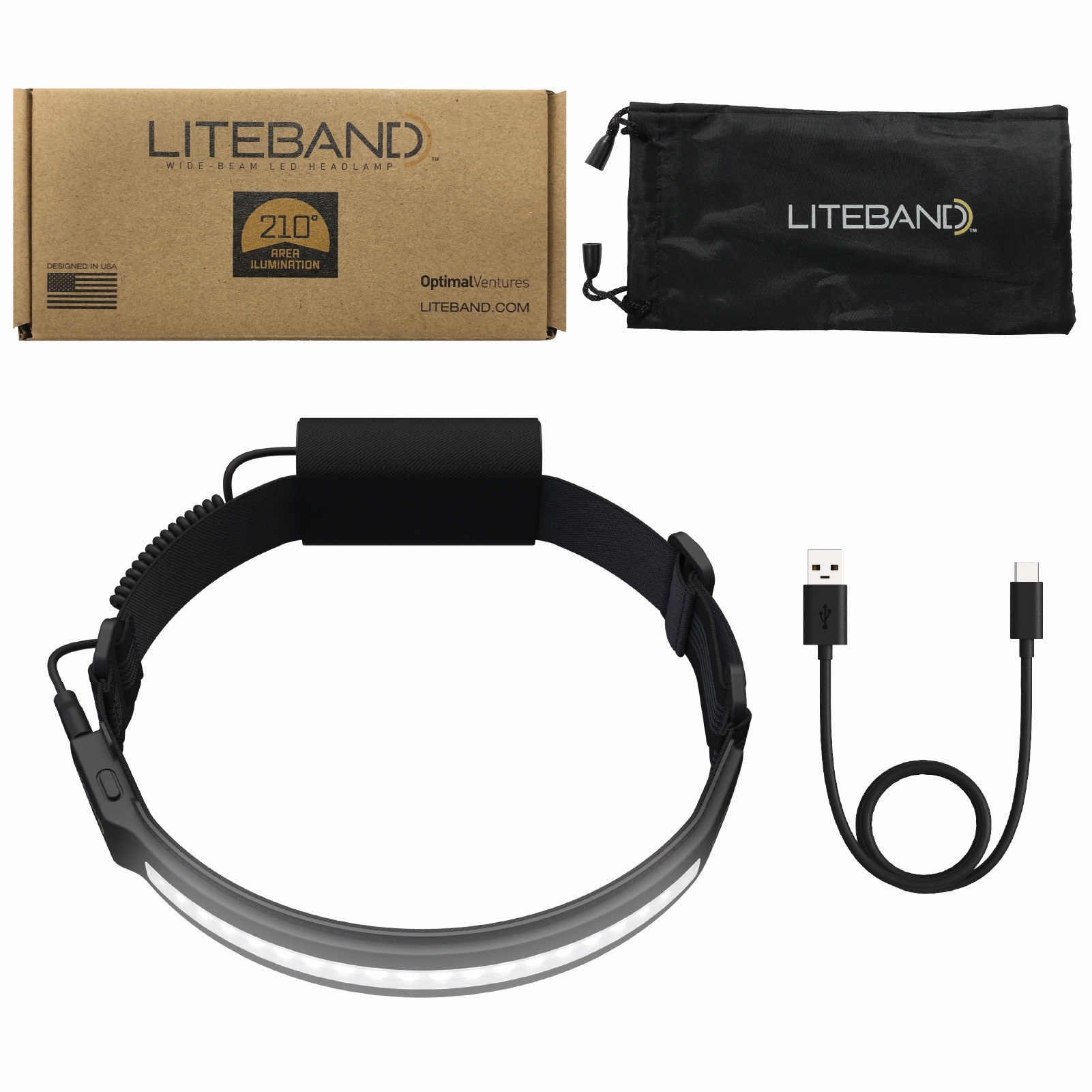 Linterna para la cabeza de LED Liteband de 520 lúmenes con batería recargable incluida LBA520-L18N
