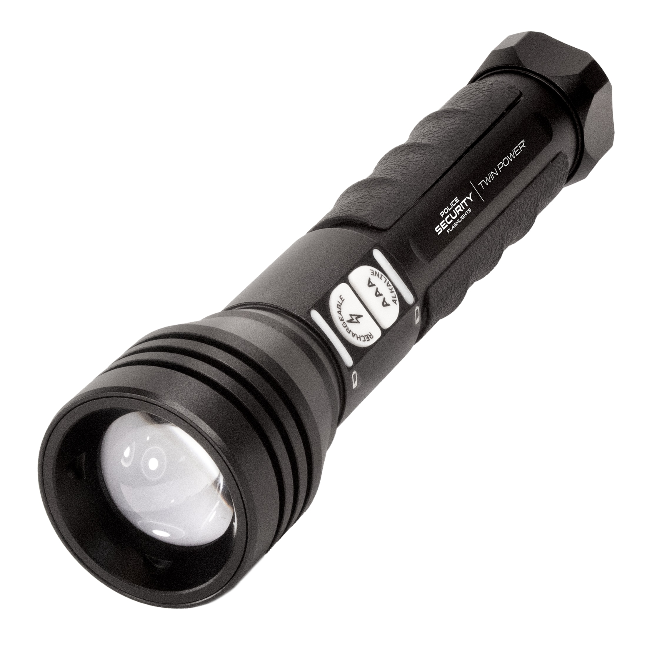 Linterna LED de Policía de Seguridad con Doble Potencia de 450 lúmenes, 4 modos y Baterías Recargables incluidas 97741
