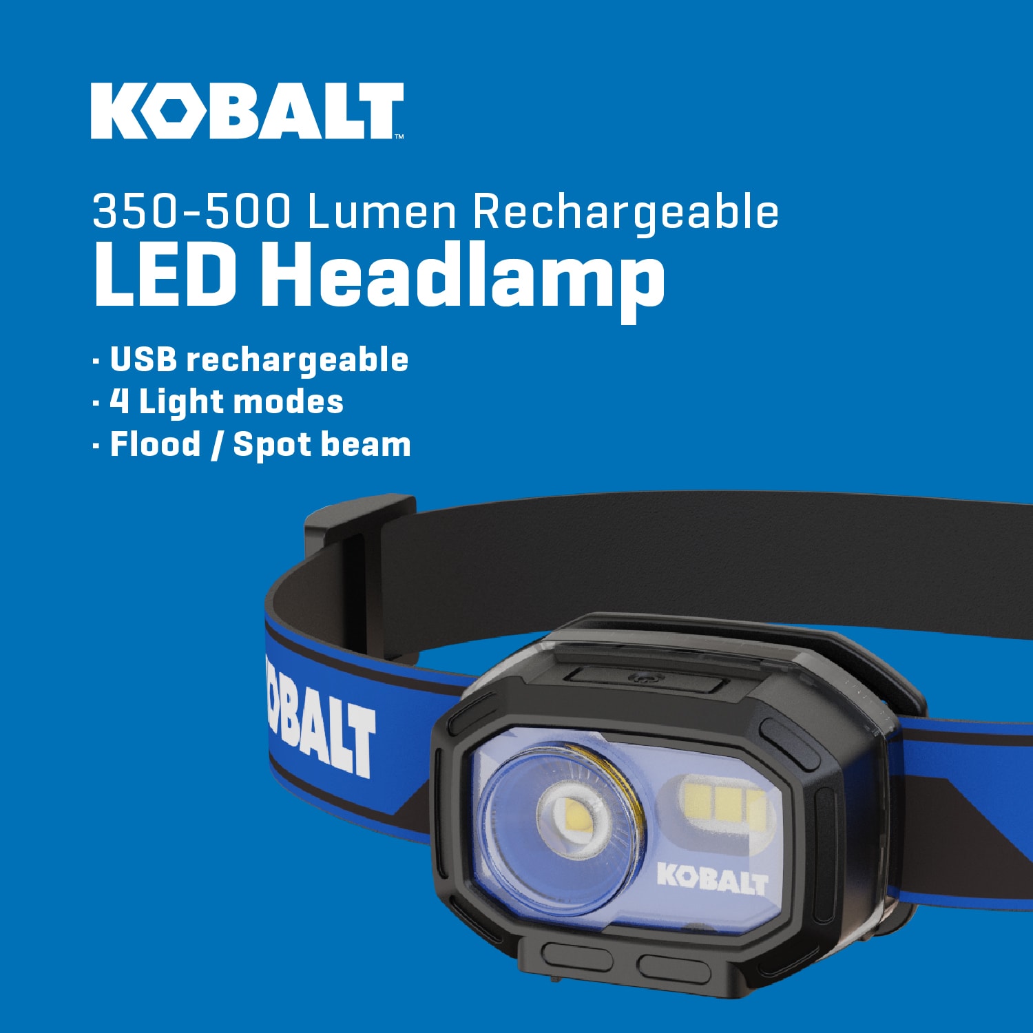 Lámpara frontal LED Kobalt de 350 lúmenes con batería recargable incluida KH350CHG