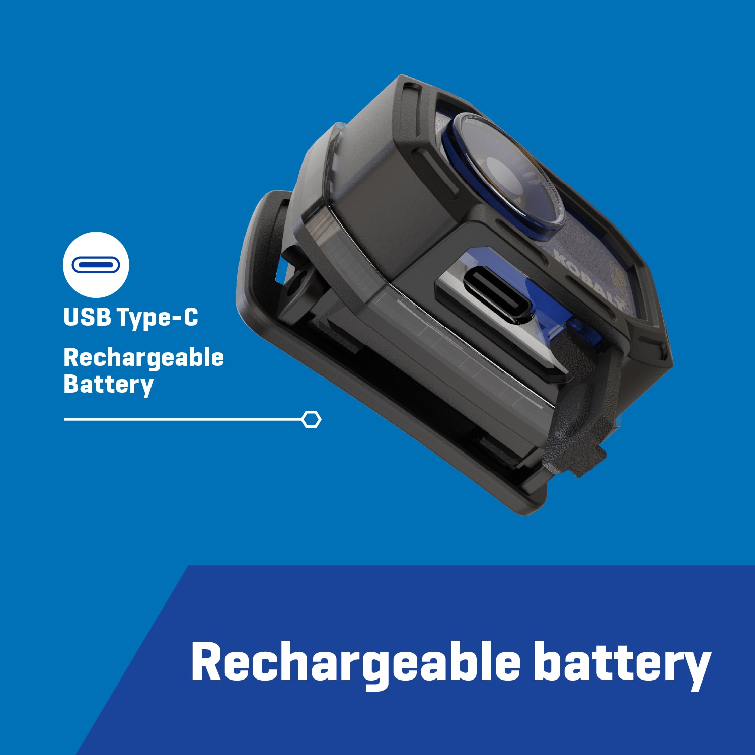 Lámpara frontal LED Kobalt de 350 lúmenes con batería recargable incluida KH350CHG