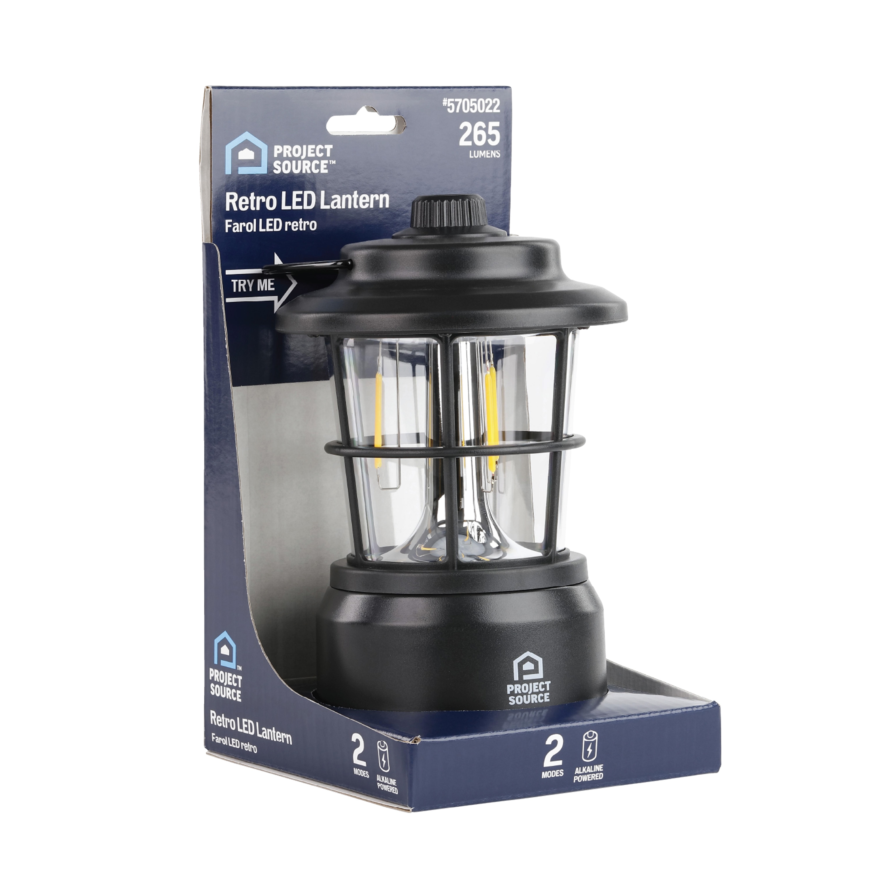 Linterna de camping LED de 265 lúmenes con pilas incluidas de Project Source LP-PS1535