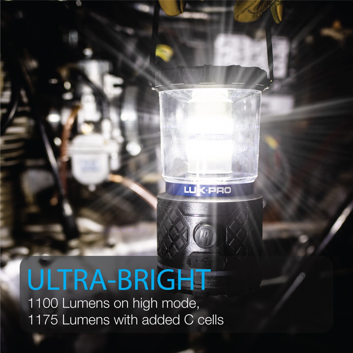 Linterna de camping LED Lux-Pro de 1100 lúmenes (recargable) con pilas incluidas LP1512