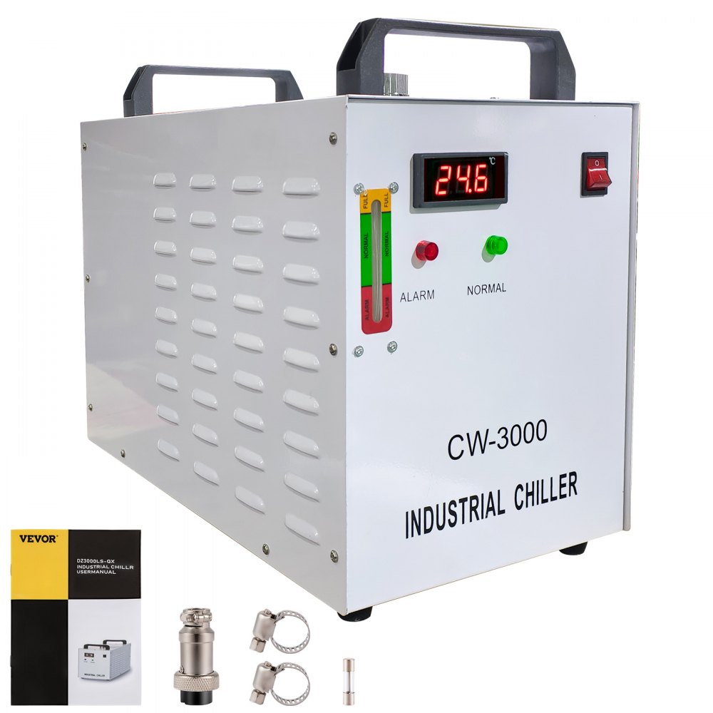 VEVOR Water Chiller CW-3000 Industrial Chiller 9L Thermolysis Type Water Chiller 50W/℃, 3.17gpm 0.9A Current Recirculating Chiller for 60W 80W Laser Engraving Machine Cooling Machine 110V - LSJCW-30000000001V1