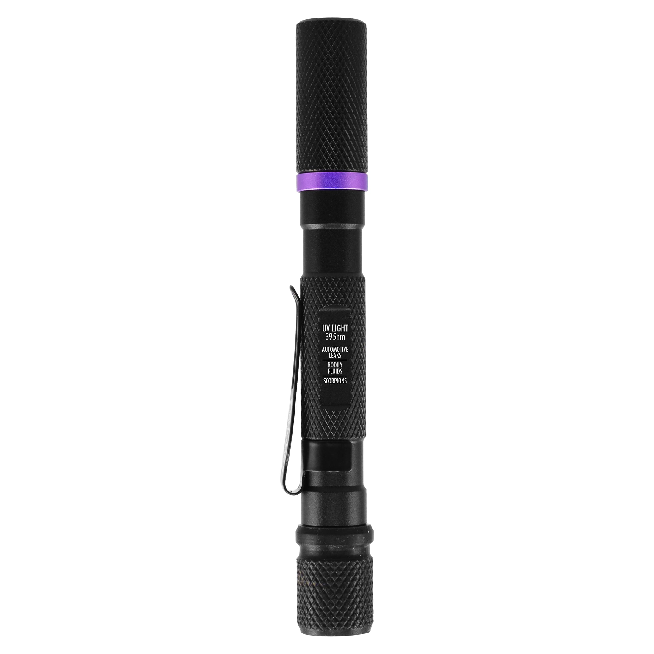 Linterna de luz ultravioleta 2AAA Police Security de 395nm con baterías incluidas - 1 modo de luz ultravioleta
