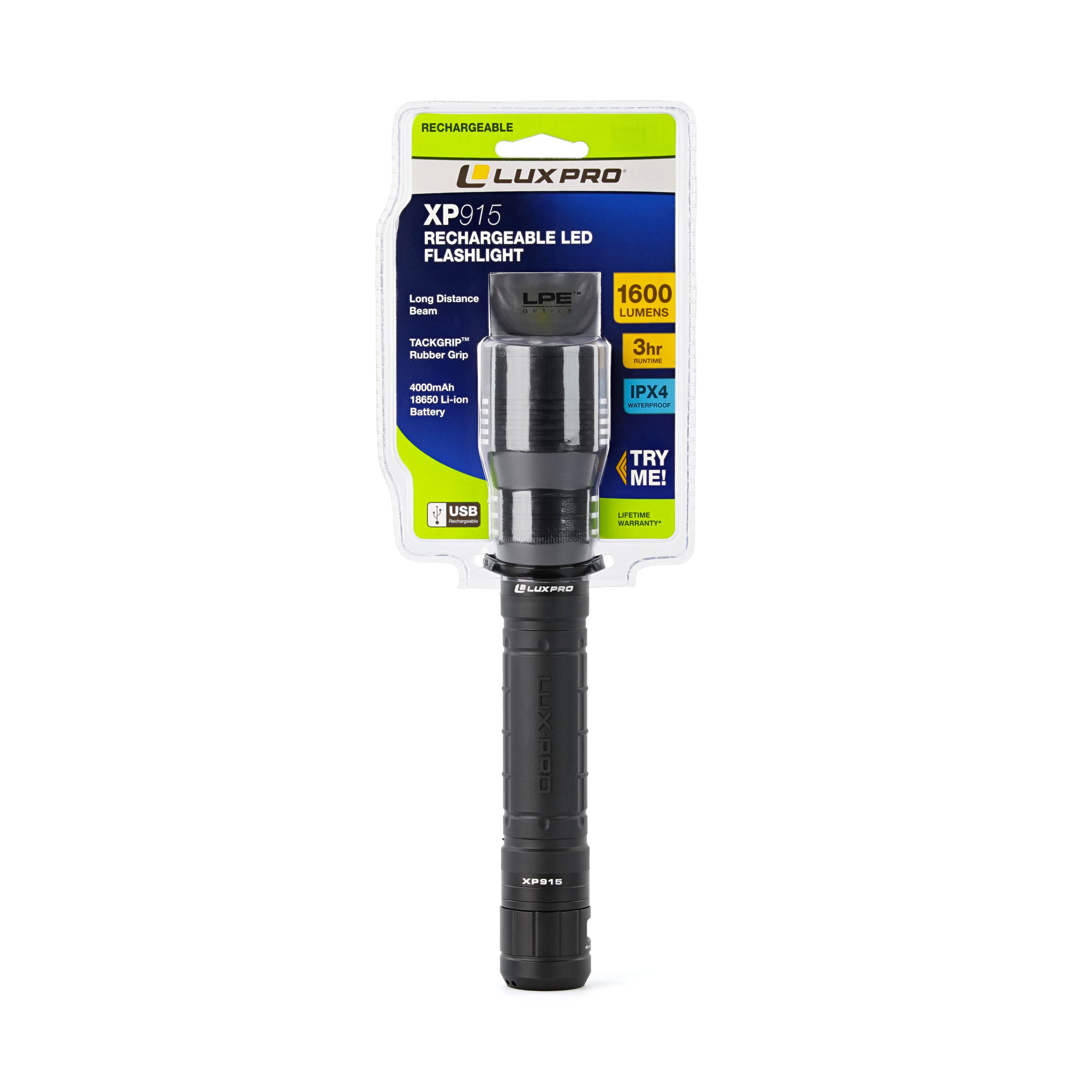 Linterna foco de LED con 1600 lúmenes y 4 modos, incluye baterías recargables XP915