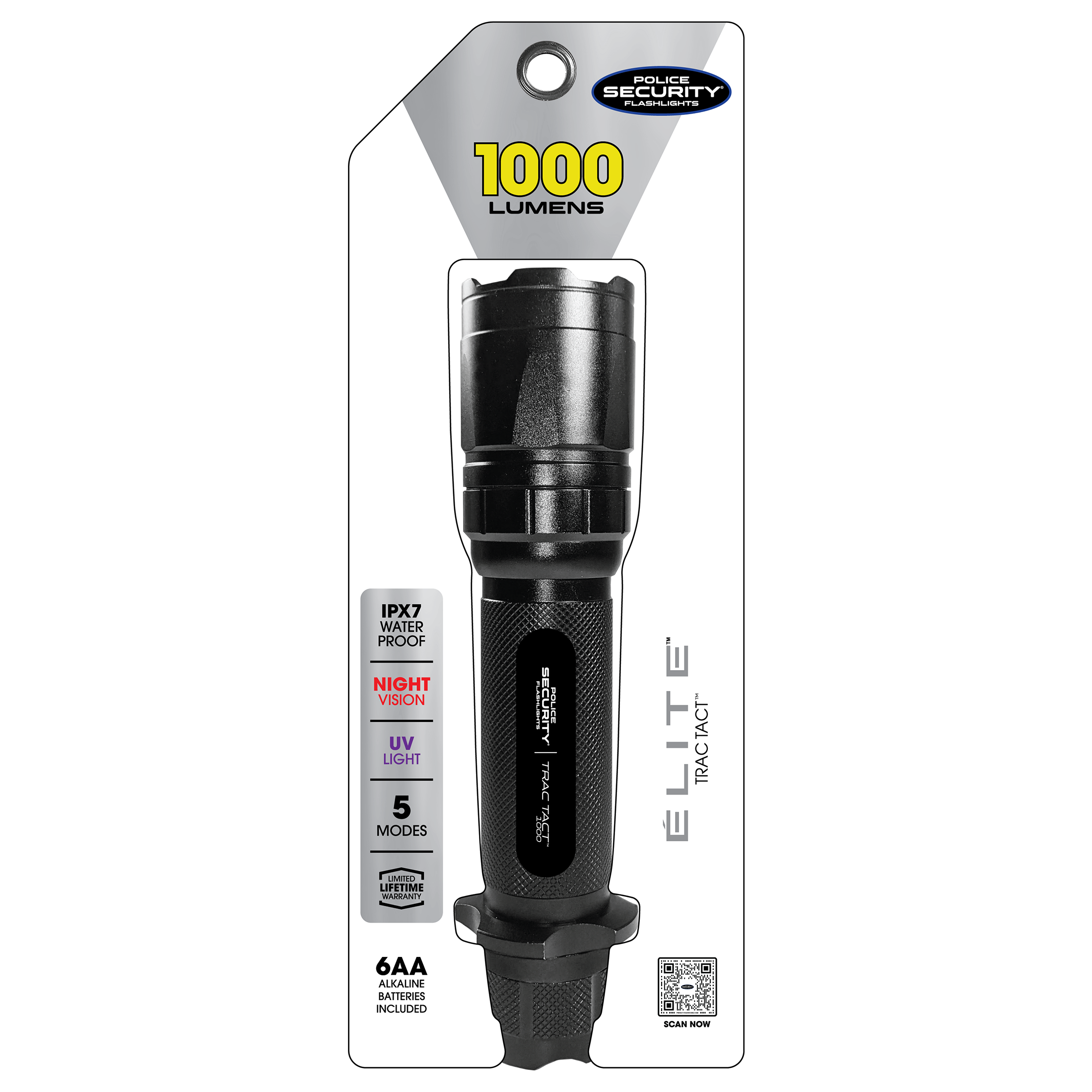 Linterna Policía Seguridad Trac Tact 6AA con Visión Nocturna (Rojo) y Luz UV 1000 lúmenes 5 Modos de Luz UV con Pilas Incluidas 99449