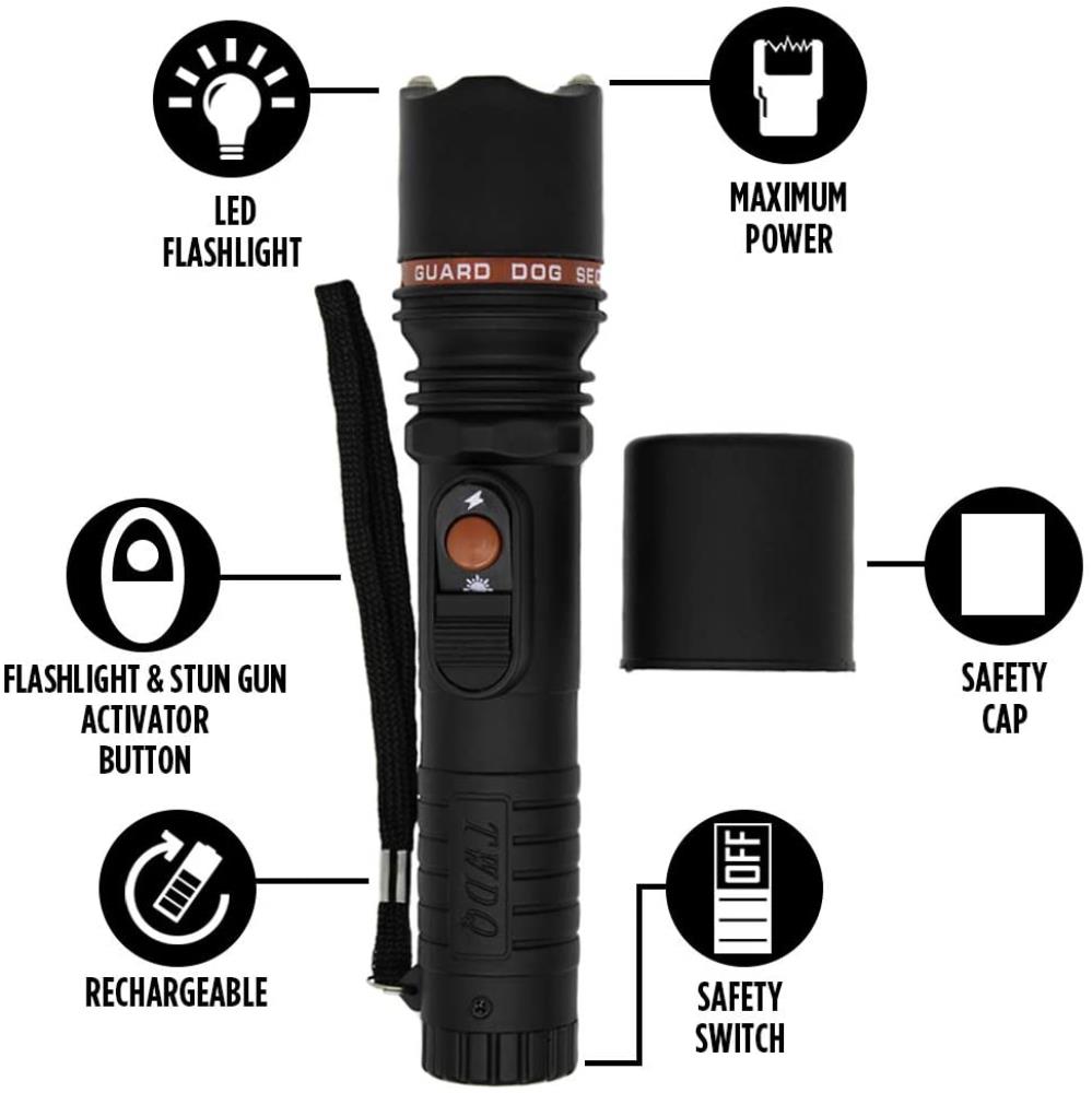 Linterna LED Guard Dog Security Inferno de 60 lúmenes con 1 modo y baterías recargables incluidas SG-GDIN-BK