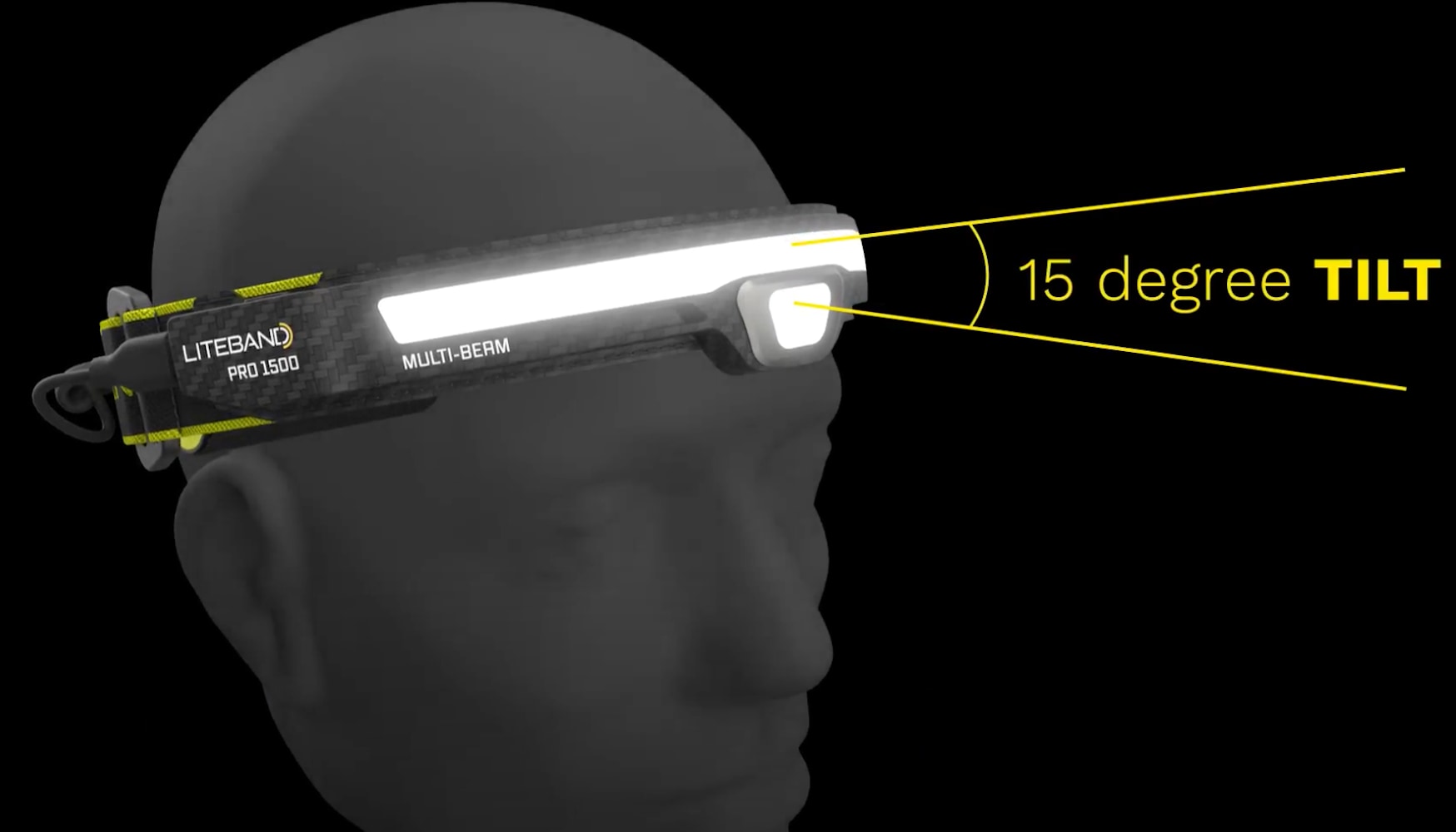Lámpara frontal LED Liteband de 1500 lúmenes con batería recargable incluida LBP1500MB-L34CF