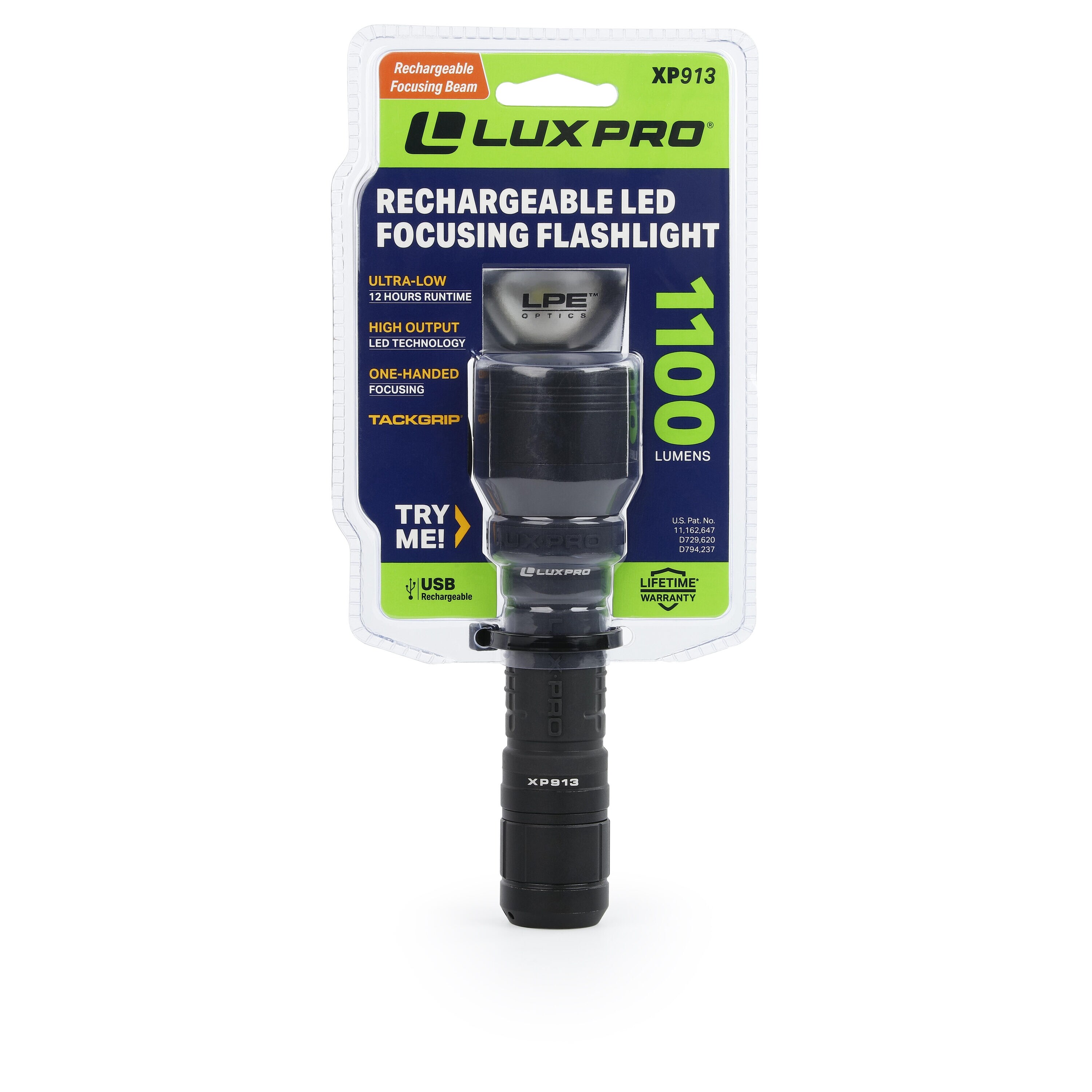 Linterna LED Lux-Pro de 1100 lúmenes con 4 modos y baterías recargables incluidas XP913