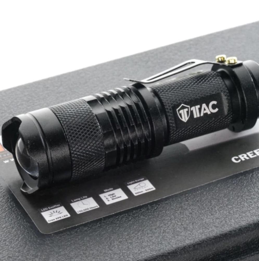 Kit táctico 1TAC TC800 con linterna LED de 350 lúmenes y 3 modos, incluye baterías recargables