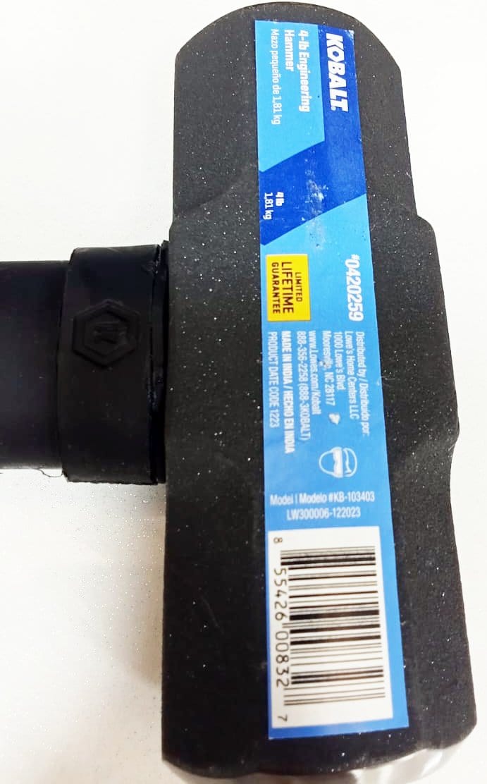 Maza de ingeniería de mango de fibra de vidrio con cabeza de acero liso de 4 libras Kobalt