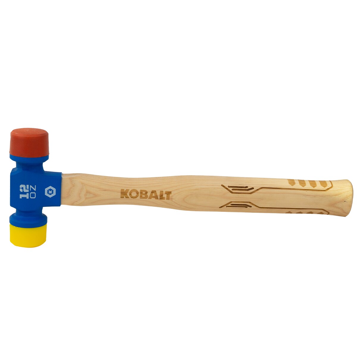 Mazo de goma de 12 onzas con cabeza lisa y mango de madera.
