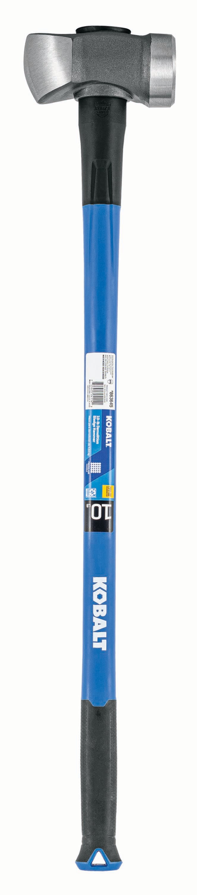Mazo de demolición con cabezal de acero pulido de 10 libras y mango de fibra de vidrio - Kobalt MD-10DSOF-K 34723