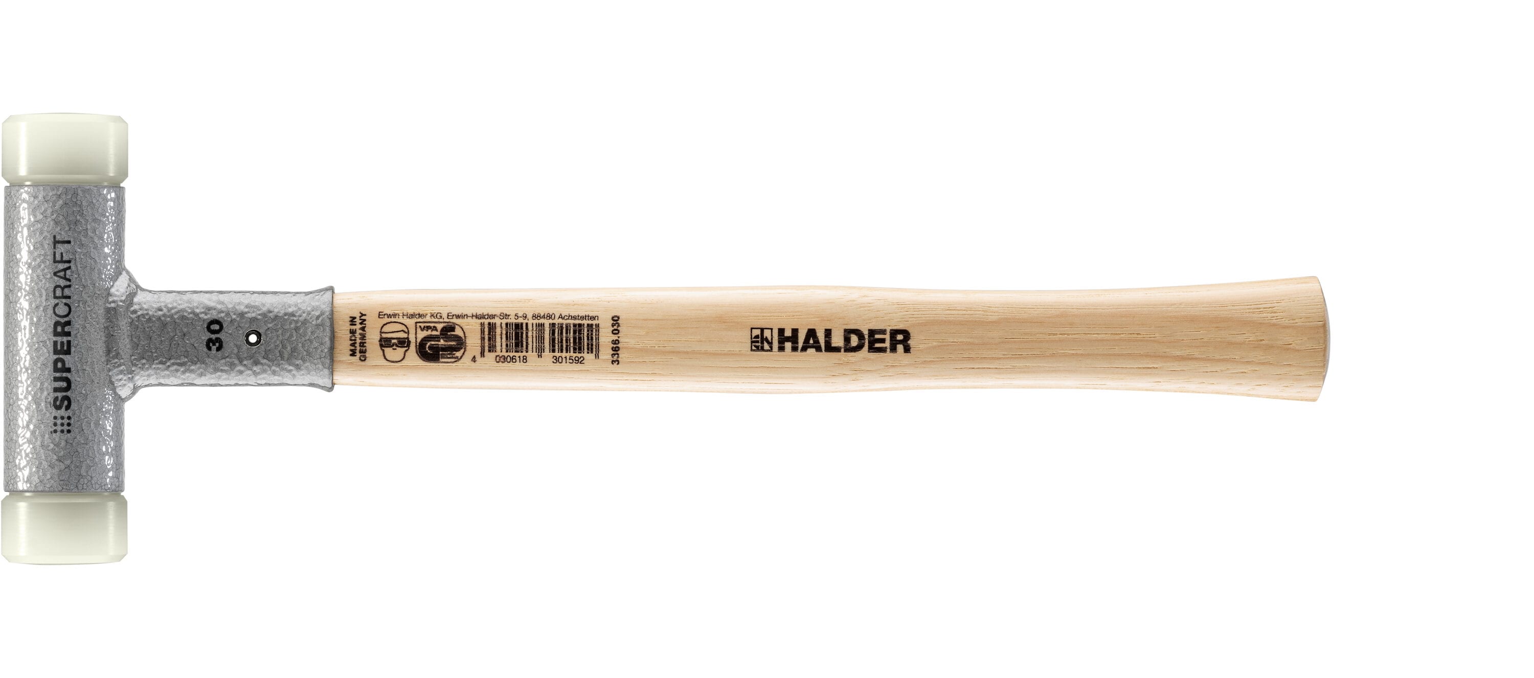 Martillo de golpe muerto con cabeza de plástico liso y mango de madera -lb Halder 1.0144 3366.030