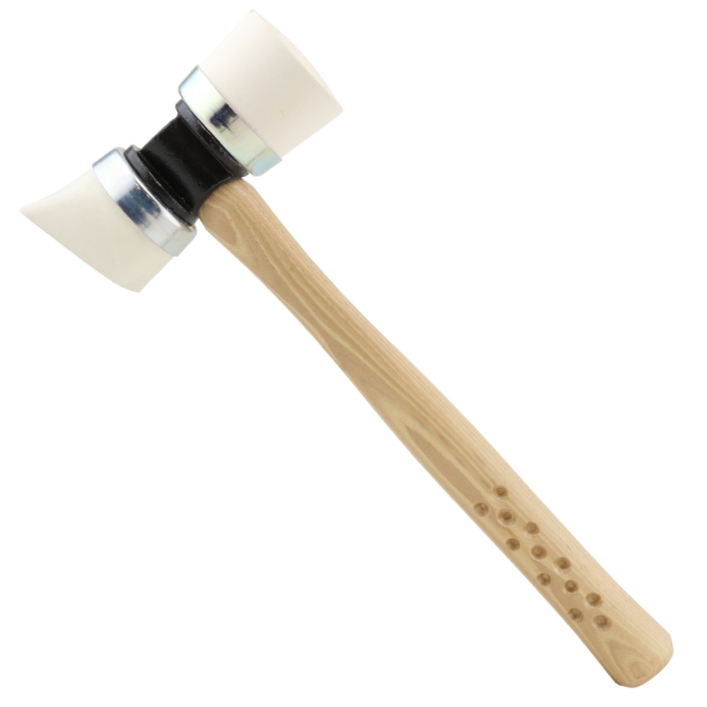 Mazo de goma de cara biselada con mango de madera y cabeza blanda de 1.5 libras de Powernail