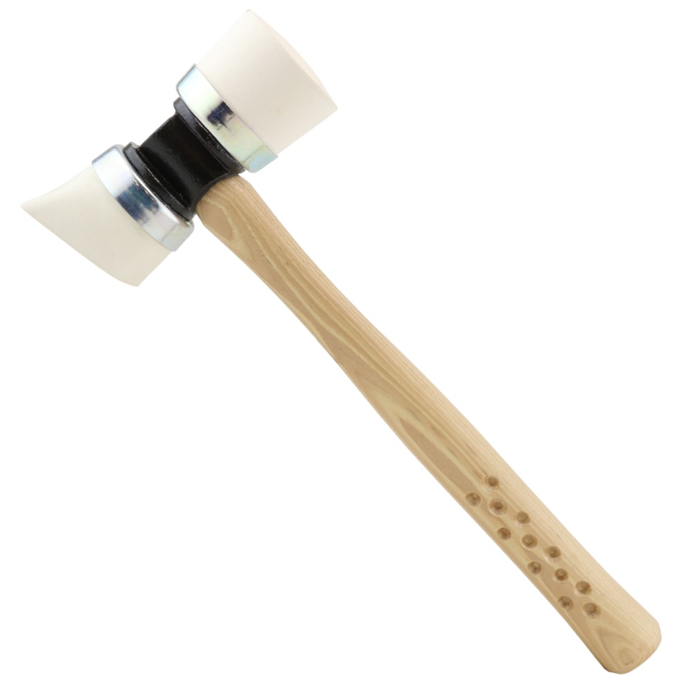 Mazo de goma de cara biselada con mango de madera y cabeza blanda de 1.5 libras de Powernail