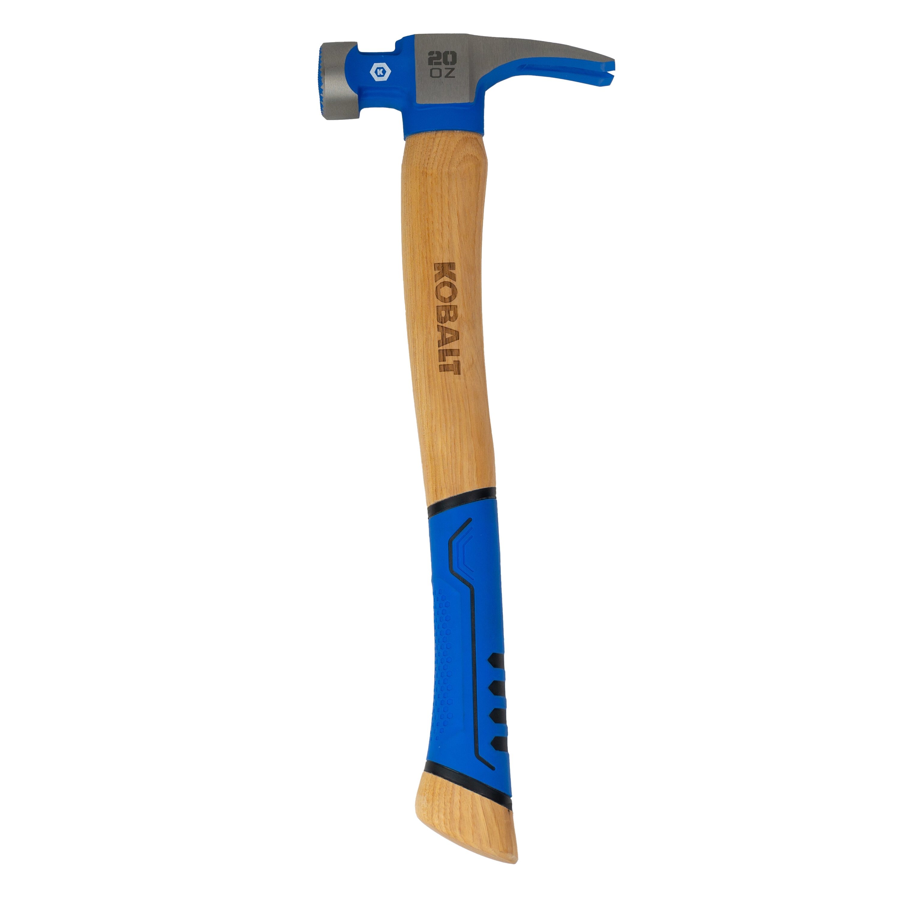 Martillo de armazón con cabeza de acero de 20 onzas con cara fresada y mango de madera - Kobalt KB-P087220