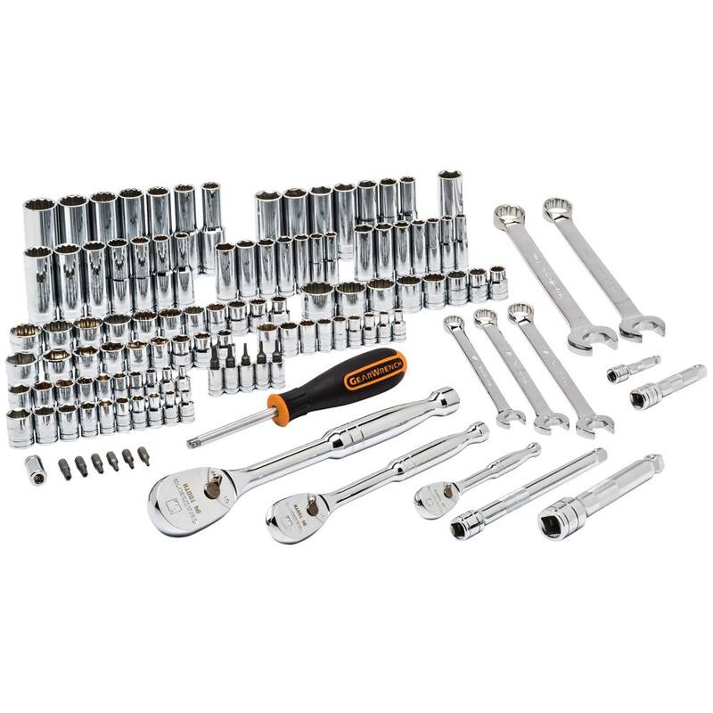 Juego de herramientas para mecánicos GEARWRENCH de 1/4, 3/8 y 1/2 pulgadas de unidad estándar y profunda SAE/Métrica (118 piezas) - 83001D