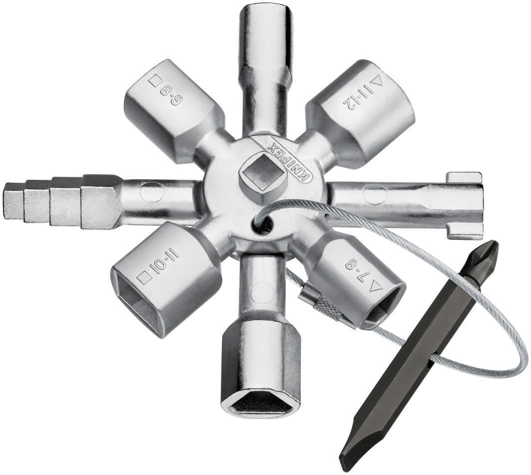 Llave para gabinetes de control KNIPEX TwinKey de 3.6 pulgadas con alicates de bloqueo 00 11 01