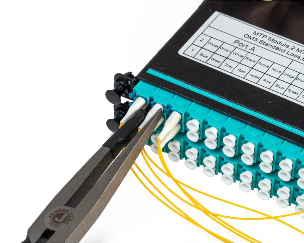 Herramientas para conectores de fibra óptica de Jonard Tools 9.05 pulgadas Pinzas de punta de aguja FCT-200