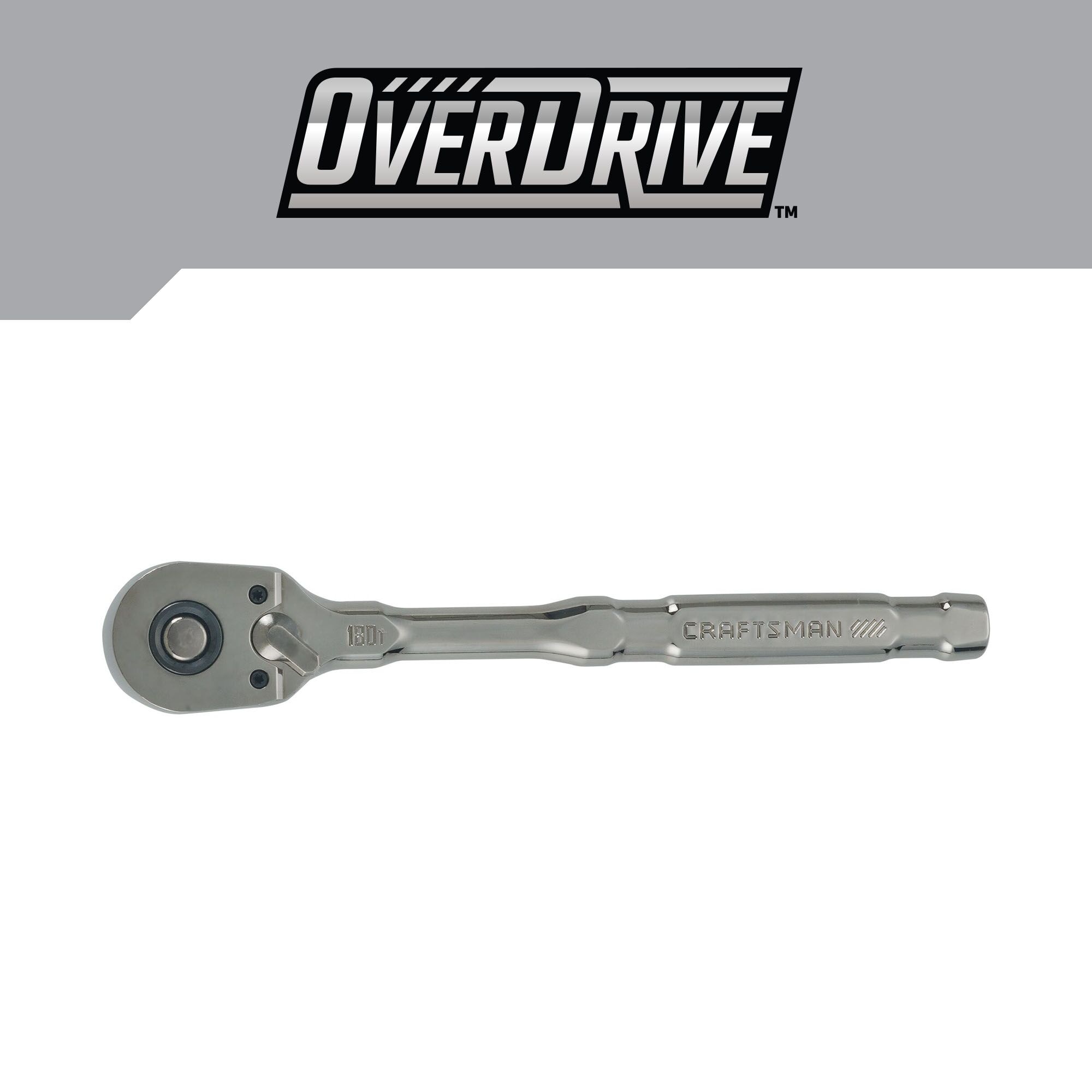 Llave de trinquete de mango de metal en color pistola de 3/8 pulgadas con 180 dientes - CRAFTSMAN OVERDRIVE 180