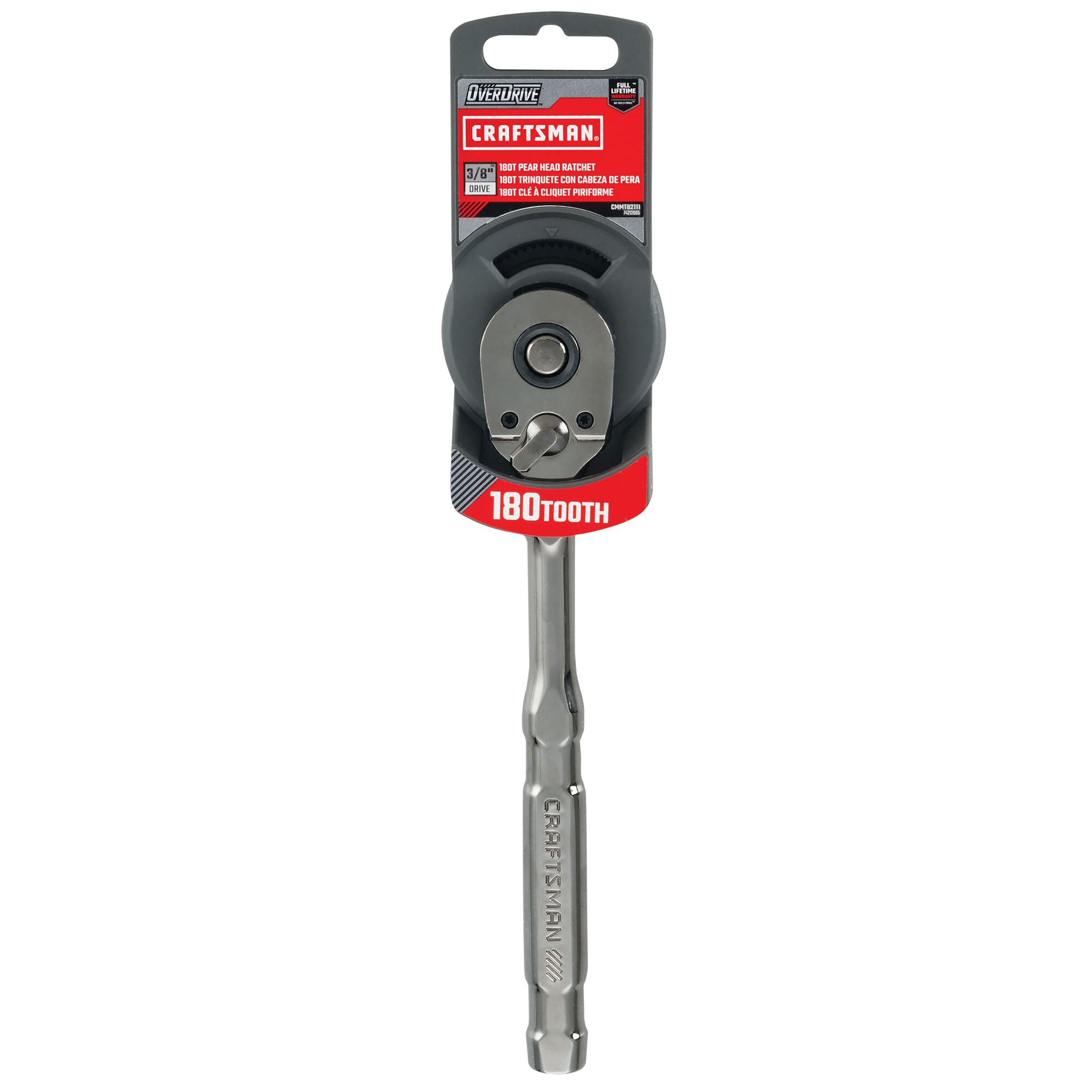 Llave de trinquete de mango de metal en color pistola de 3/8 pulgadas con 180 dientes - CRAFTSMAN OVERDRIVE 180