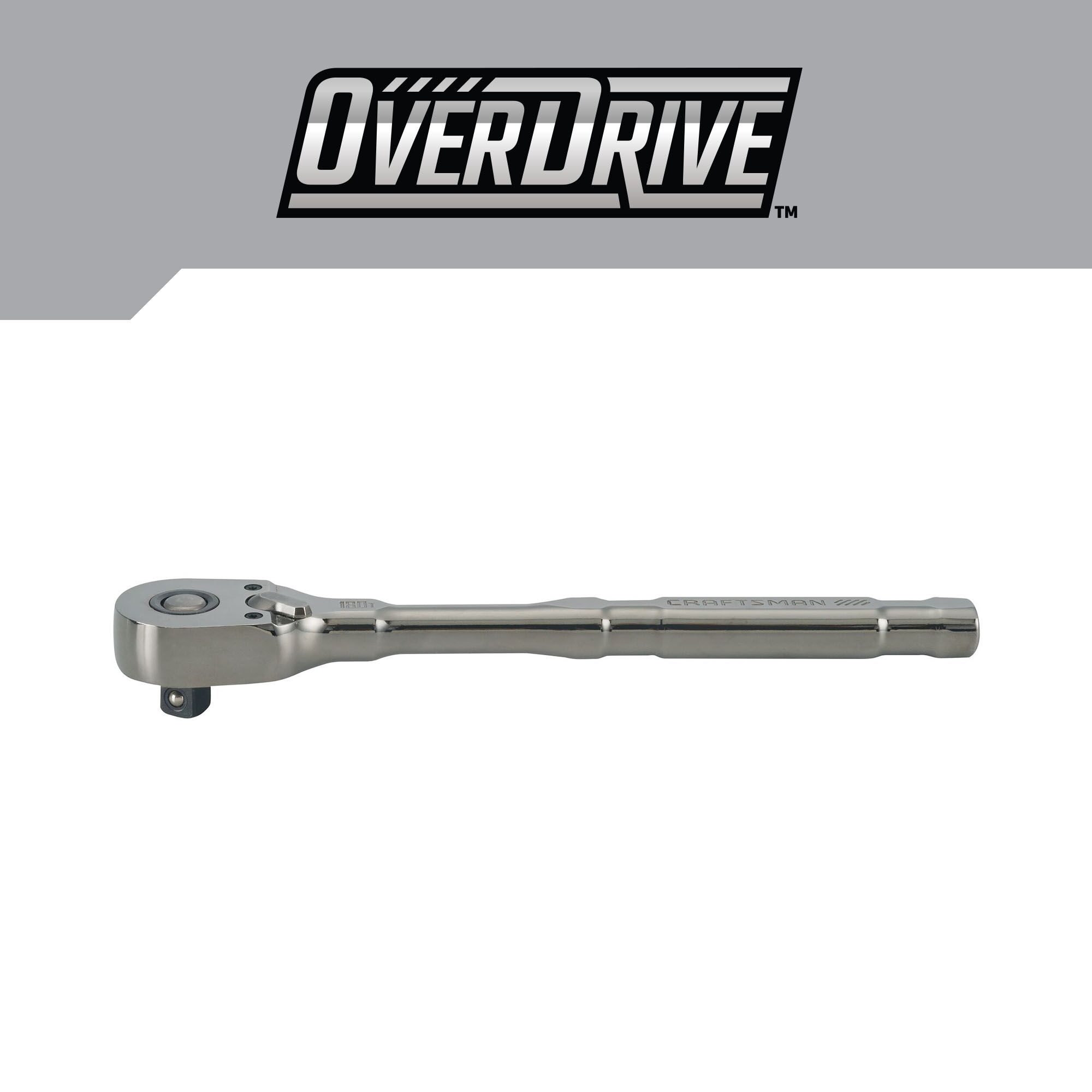 Llave de trinquete con mango de color gris metálico de 180 dientes y 1/2 pulgada de CRAFTSMAN OVERDRIVE