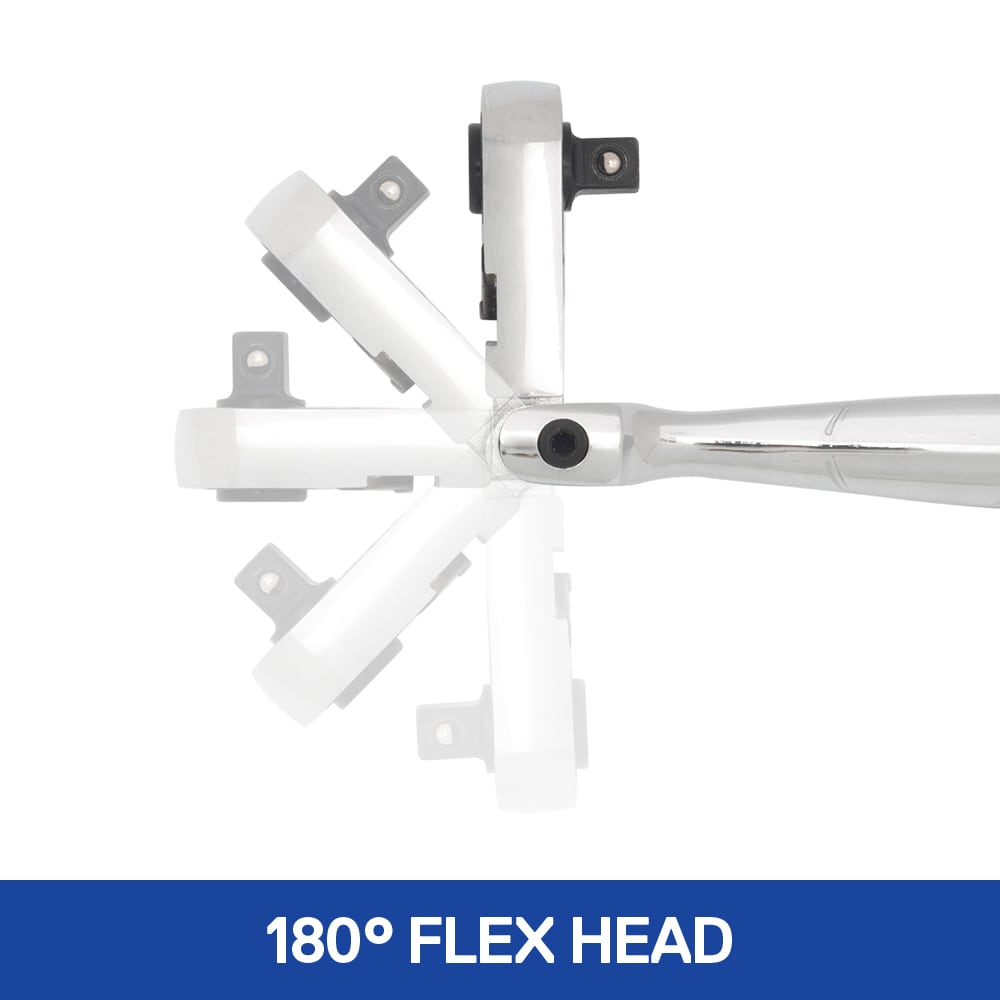Llave trinquete de cabeza flexible con mango pulido completo de 3/8 pulgadas y 90 dientes Kobalt 81747