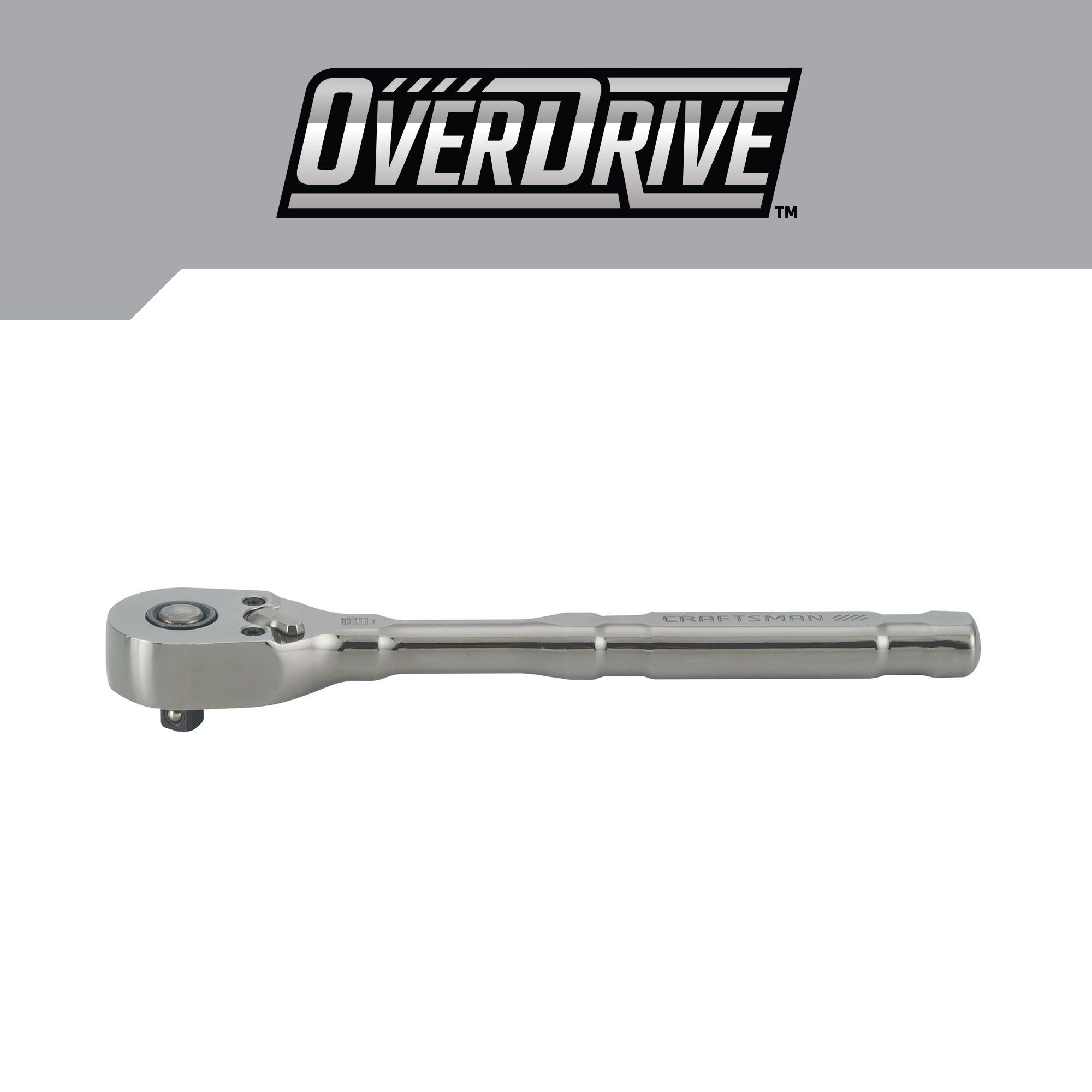 Llave de trinquete con mango de color pistola y unidad de 1/4 pulgadas de 180 dientes OVERDRIVE de CRAFTSMAN CMMT82110.