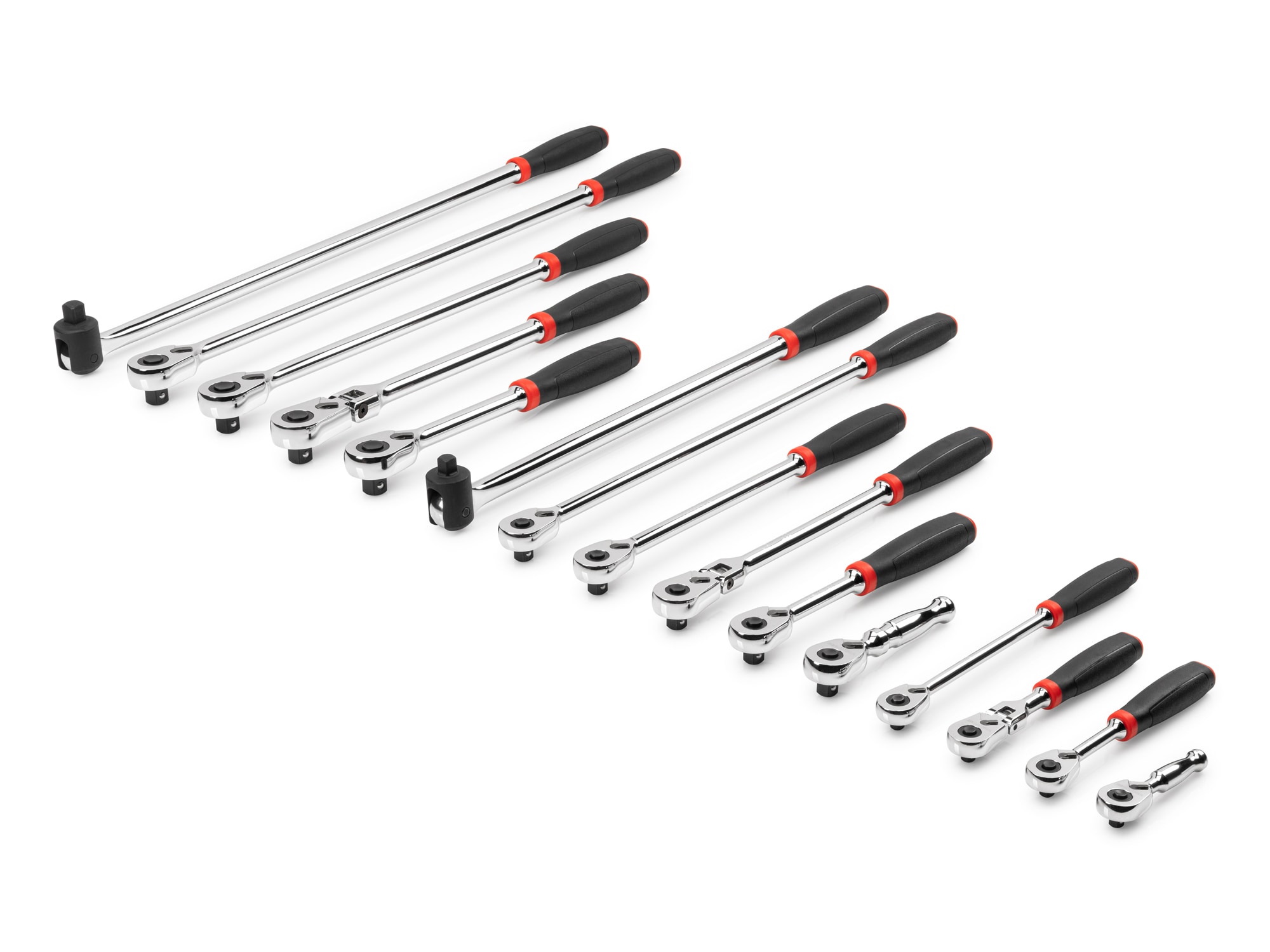 Juego de trinquetes con cabezal flexible y mango con agarre cómodo de 15 piezas de 90 dientes TEKTON SDR99904