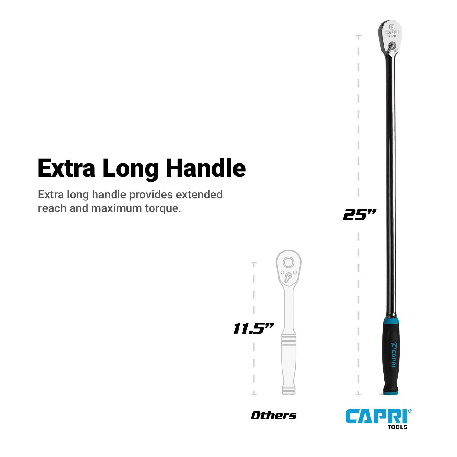 Llave de trinquete con mango de agarre cómodo de 90 dientes de 1/2 pulgada de Capri Tools