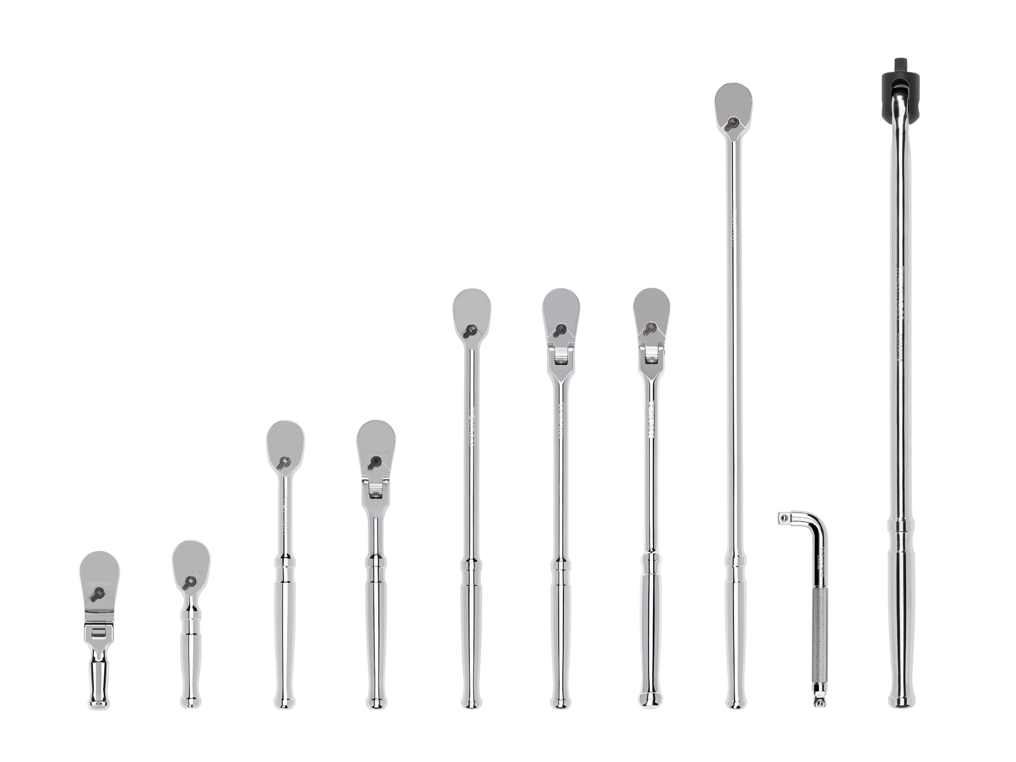 Juego de Llaves de Trinquete de Cabezal Flexible TEKTON de 10 Piezas, 90 Dientes y 3/8 pulgadas con Mango Pulido Completo